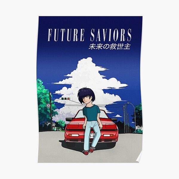 Future Saviors - Hisao Sato and Starion scene - Tokyo City - Retro Manga / Anime Style Poster