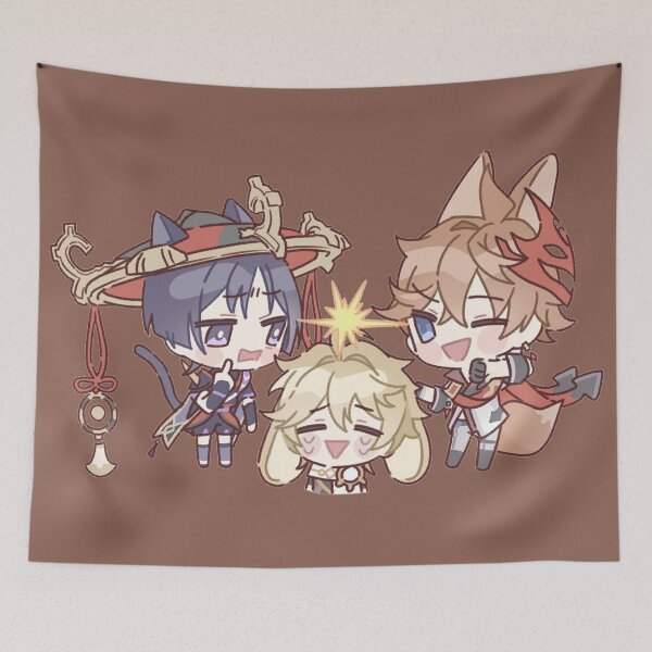 Item preview, Genshin Impact Chibi Scaramouche, Childe, and Aether  designed and sold by NewEraMutant.