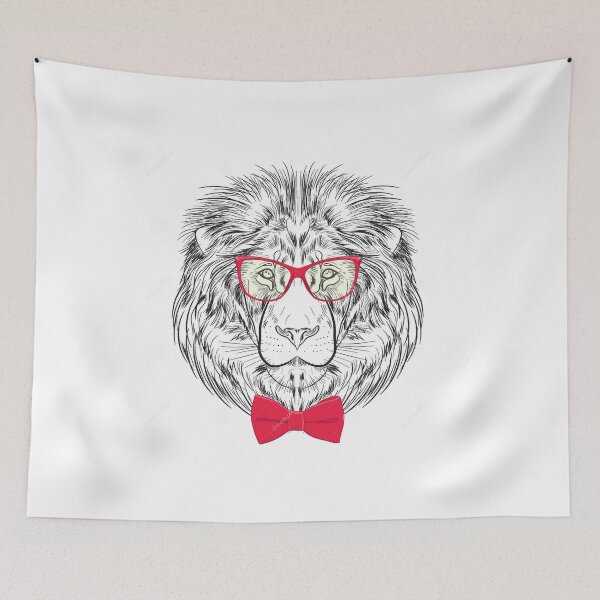 Item preview, lion wearing glasses designed and sold by Jouryshop.