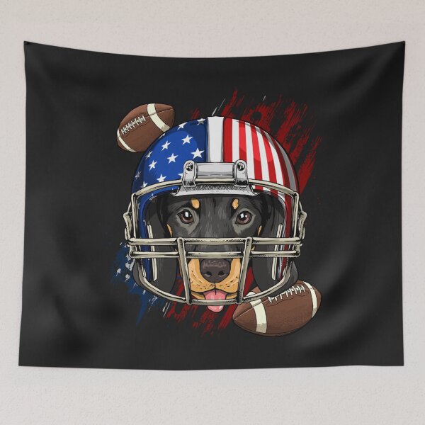 Item preview, Dachshund American Football Dog Lovers USA Flag designed and sold by toricak06.
