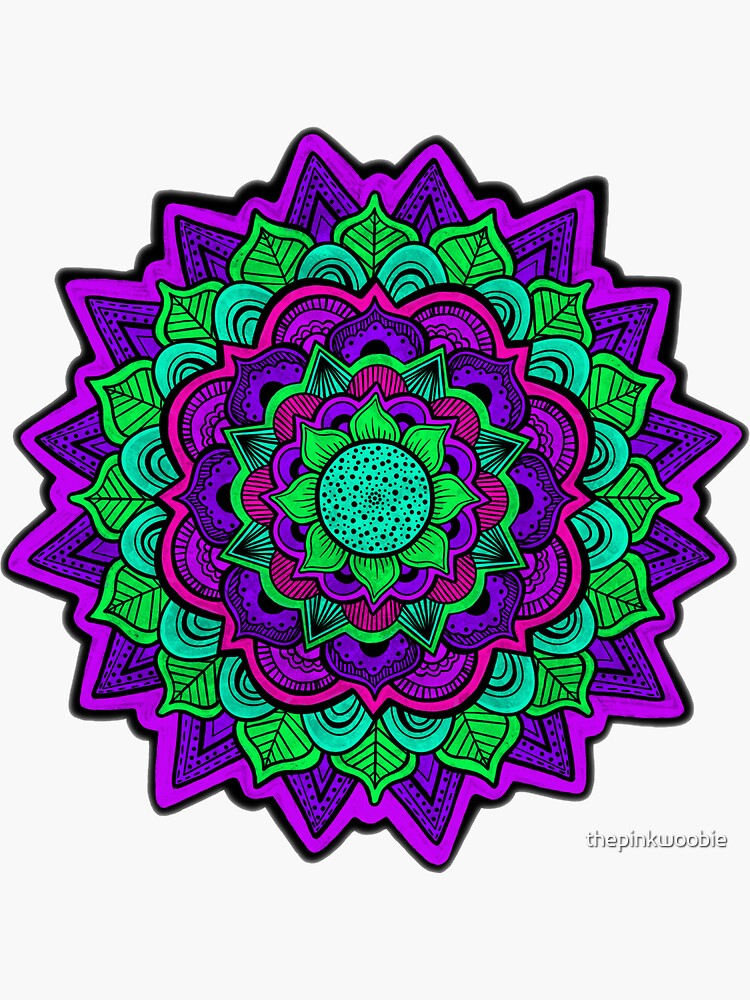Thumbnail 3 of 3, Sticker, Late Night Mandala designed and sold by thepinkwoobie.