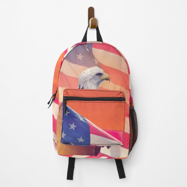Item preview, American Flag and Bald Eagle against sunset designed and sold by svetlanna.