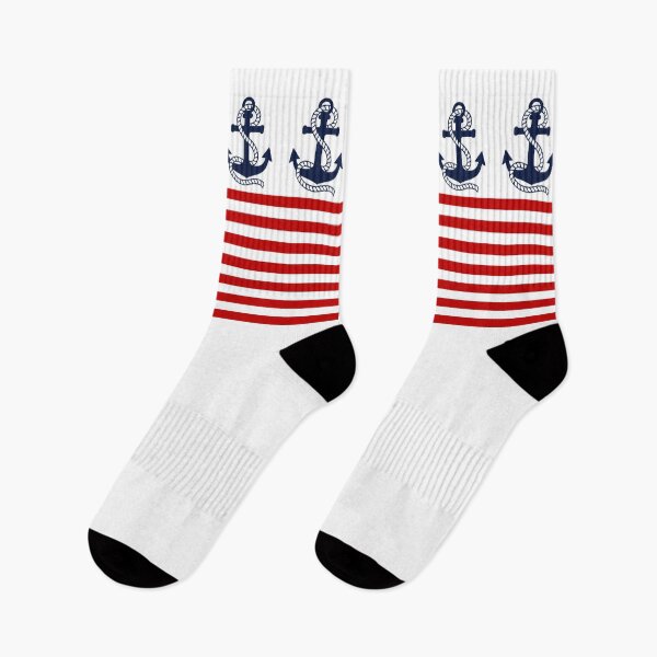 Item preview, Nautical red and white stripes with a navy blue anchor designed and sold by IoanaHraball.