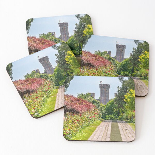Item preview, The parco giardino Sigurta gardens with the Castle of Valeggio sul Mincio on the background near Verona - Veneto region - Italy landmarks . designed and sold by fineartitalia.
