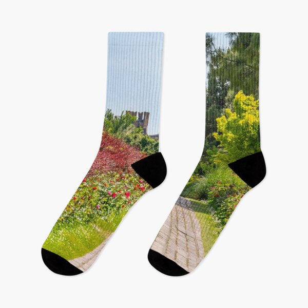 Item preview, The parco giardino Sigurta gardens with the Castle of Valeggio sul Mincio on the background near Verona - Veneto region - Italy landmarks . designed and sold by fineartitalia.