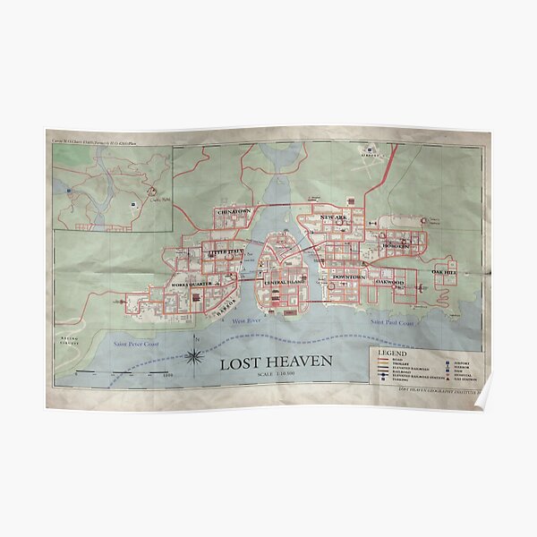 "Mafia Map "Lost Heaven"" Poster for Sale by Raildur | Redbubble