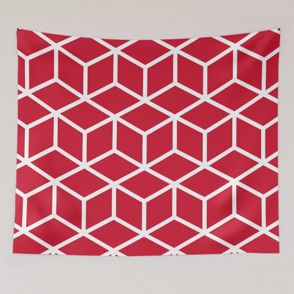 Item preview, Red and White Geometric Pattern - Cubes designed and sold by thelustrous.