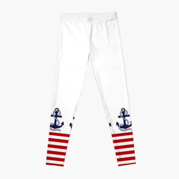 Nautical navy blue and white stripes with a red anchor