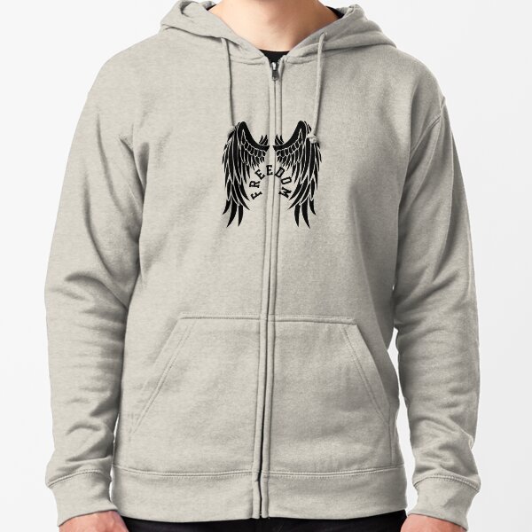 Black Wings Clipart Zipped Hoodie