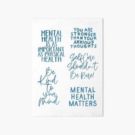 Mental Health Messages And Reminders Sticker Pack Blue Art Board Print