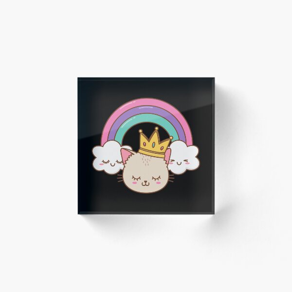 Artikelvorschau, Katze in Krone mit Regenbogenlächeln entworfen und verkauft von FeaturedStore.