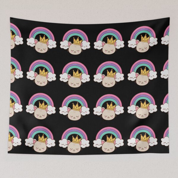 Item preview, Cat in Crown with rainbow smiling designed and sold by FeaturedStore.