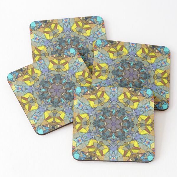 Item preview, Mandala de caleidoscopio fracturado en amarillo, cian y morado designed and sold by BoundedChaos.