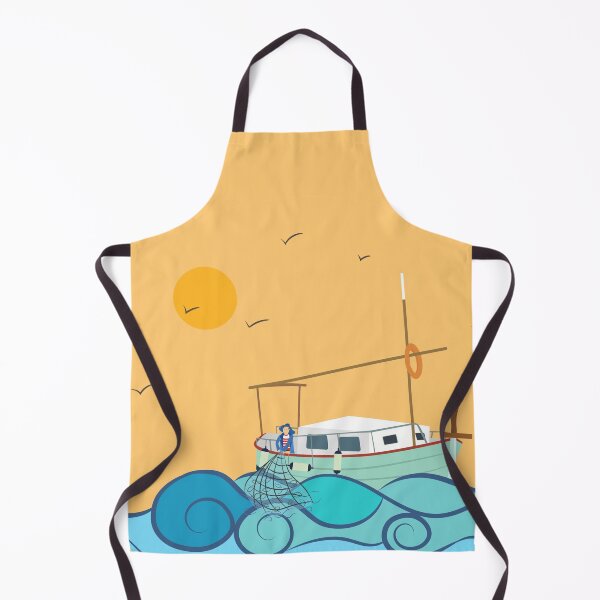 Item preview, Tribute to the trade of fishing. With a boat and a fisherman with a net. designed and sold by Sock Garden.