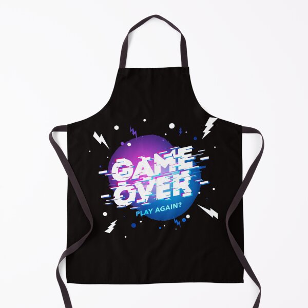 Item preview, Game Over Play Again Glitch Style Blue and Pink with Power Symbols Lightning Bolts designed and sold by WearWolfDesigns.