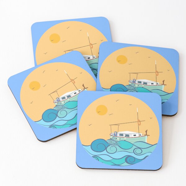 Item preview, Tribute to the trade of fishing.  With a boat and a fisherman with a net. designed and sold by Martapp.