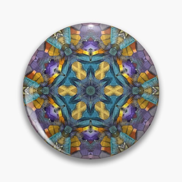 Aperçu de l'œuvre Mandala kaléidoscope de fleurs fracturées en jaune, cyan et violet créée et vendue par BoundedChaos.
