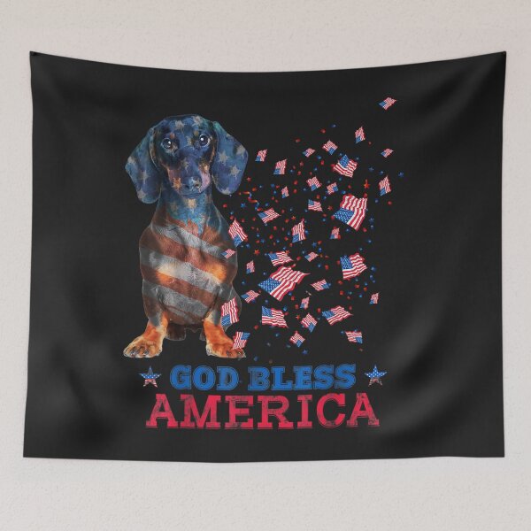 Item preview, God Bless America Dachshund Dog 4th of July Flag designed and sold by toricak06.