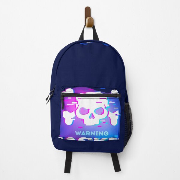 Item preview, Hacked Glitch Text Warning in Neon Colors with Skull and Cross Bones designed and sold by WearWolfDesigns.