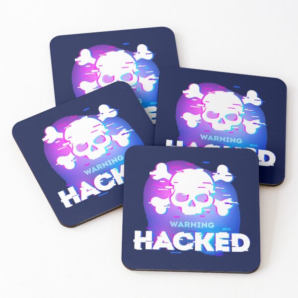 Item preview, Hacked Glitch Text Warning in Neon Colors with Skull and Cross Bones designed and sold by WearWolfDesigns.