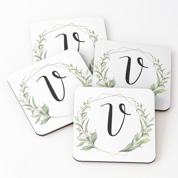 Item preview, Golden frame monogram with laurels letter V designed and sold by JustSeasons.