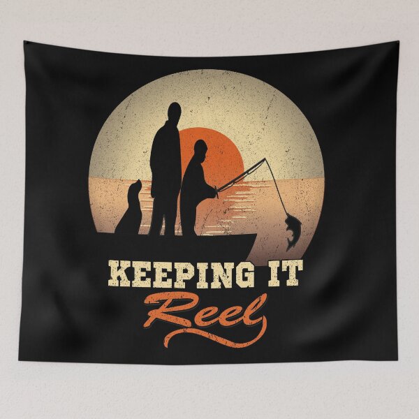 Item preview, Keeping It Reel Fishing Dad Quote Retro Dog on a Boat designed and sold by SaliDesigner.