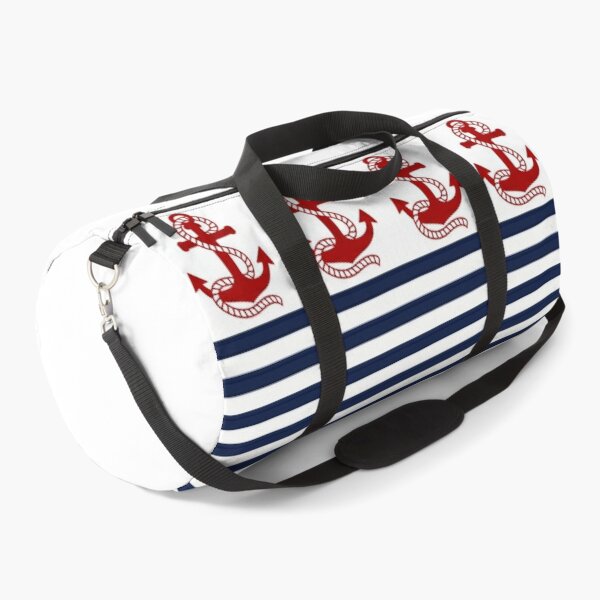 Lobster Navy Nautical Stripes Travel Bag