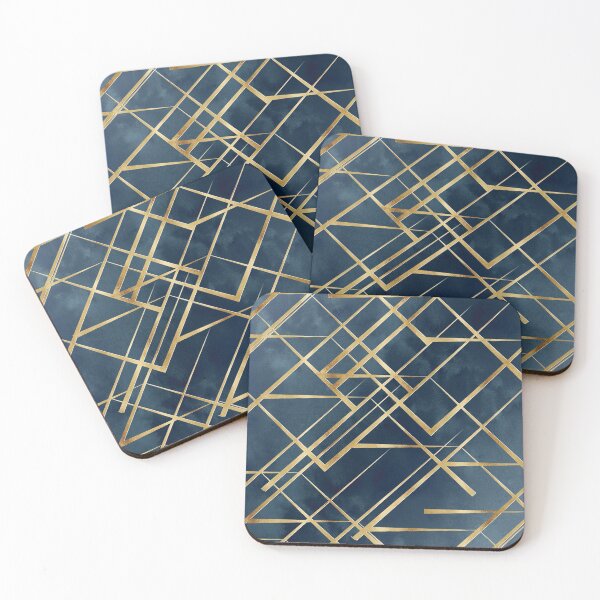 Item preview, Modern Gold Geometric Blue Design designed and sold by NdesignTrend.