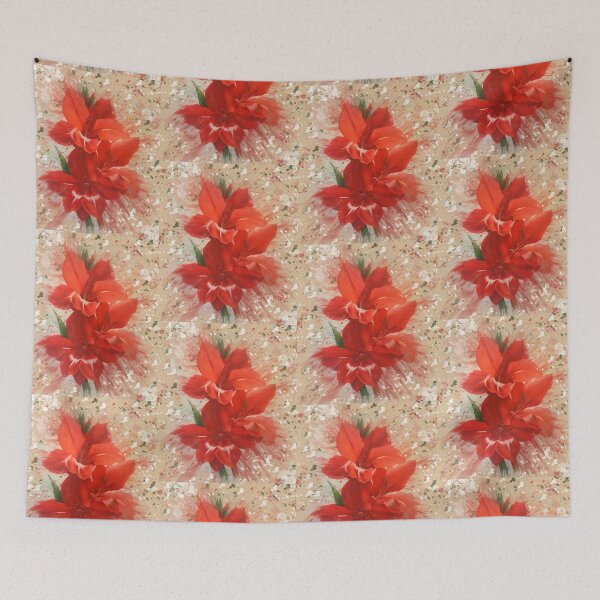 Item preview, Red Gladiola Vintage style mixed media florals collection designed and sold by OByD.
