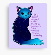 "You're A Blueberry Fairy Princess" Galaxy Cat Canvas Print