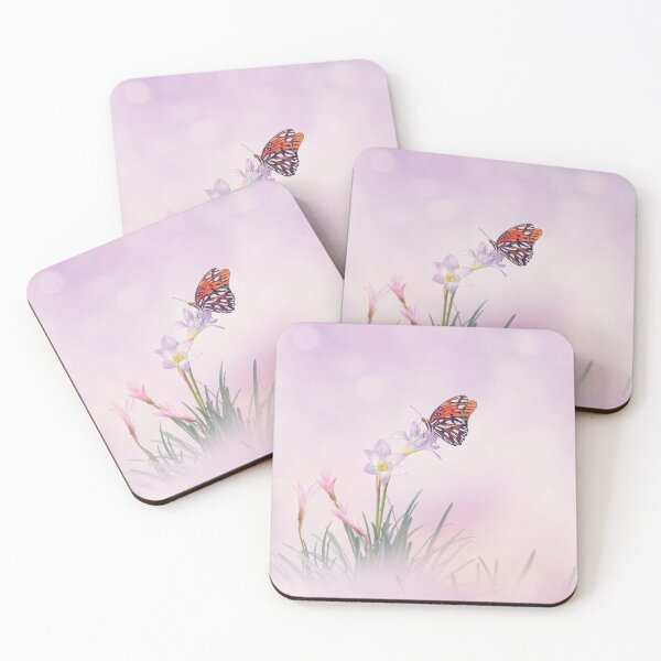 Item preview, Pink rain Lily (Zephyranthes rosea) Flowers and butterfly in the garden designed and sold by svetlanna.