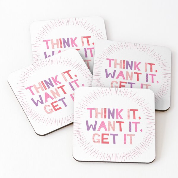 Item preview, Think it want it get it colorful quote pink purple designed and sold by TrashPandaCreative.