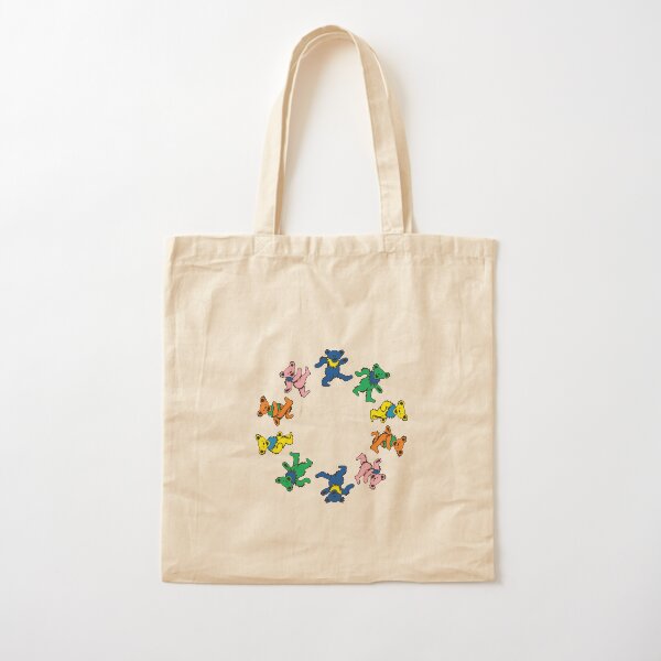 Colorful Dancing bears Grateful dead Cotton Tote Bag