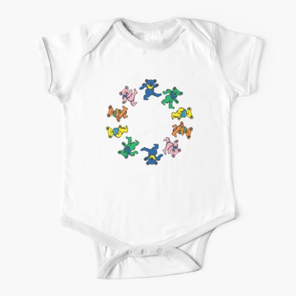 Colorful Dancing bears Grateful dead Short Sleeve Baby One-Piece
