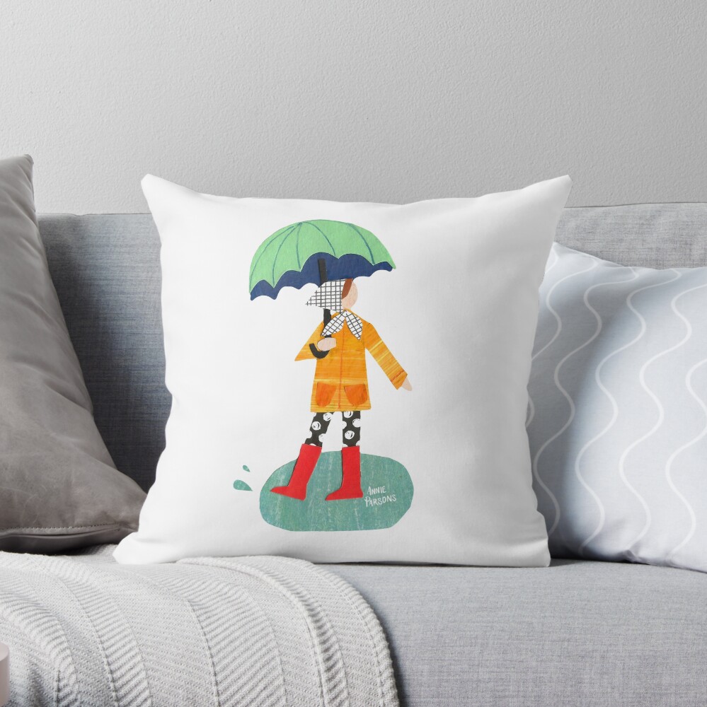 Rainy Day Collage Throw Pillow