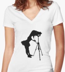 Photographer Grrl Women's Fitted V-Neck T-Shirt