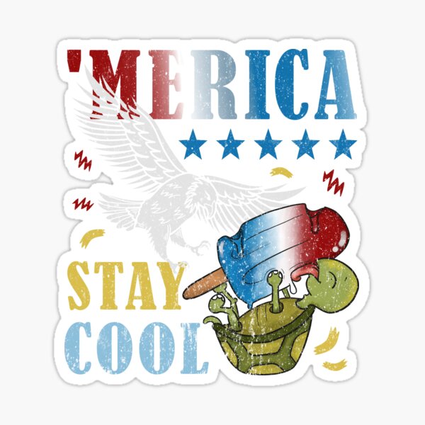 Merica Funny Eagle and Turtle Stay Cool Popsicle Sticker