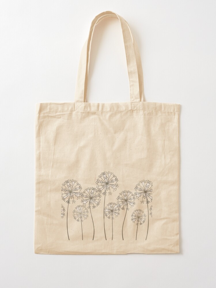 Aesthetic Dandelions Black Tote Bag with Zipper