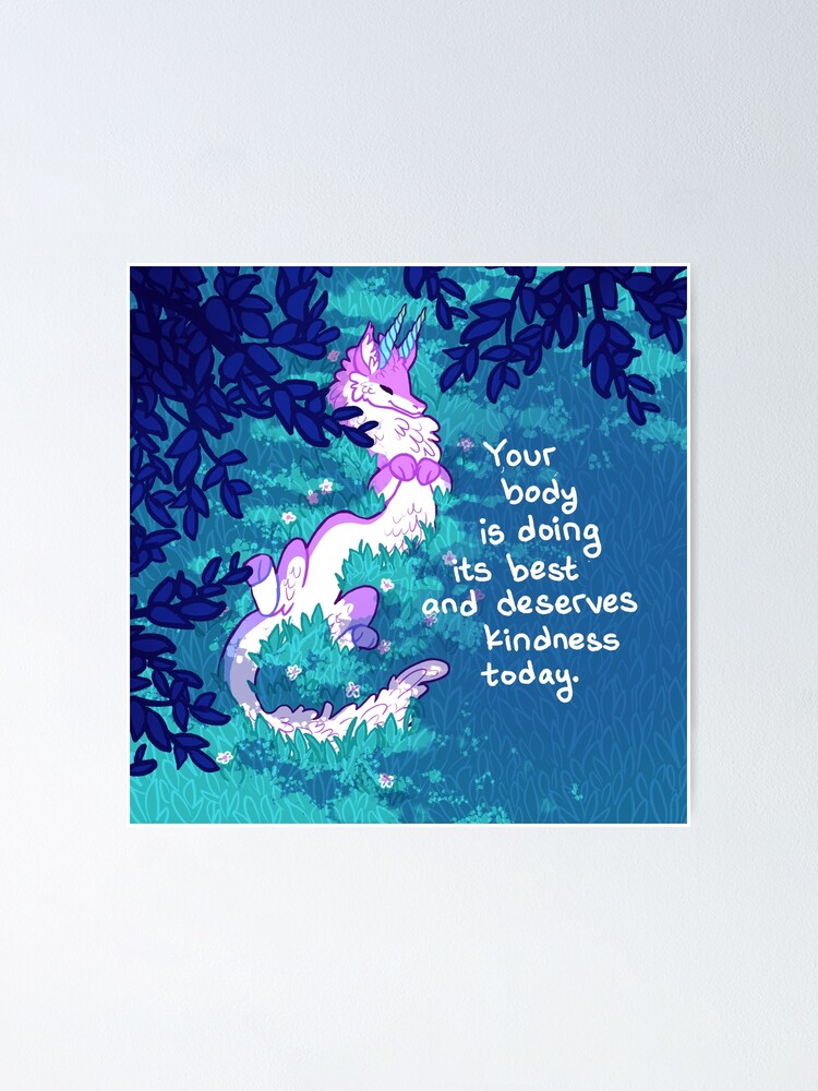 Alternate view of "Your Body is Doing its Best" Furry Forest Dragon Poster