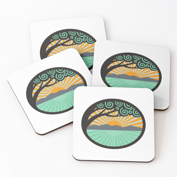 Item preview, Retro tree, sea and sunrise illustration designed and sold by Strale25kv.