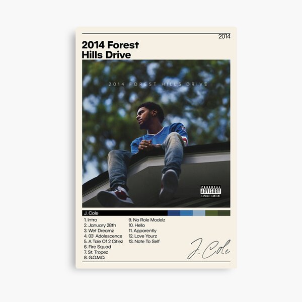 J Cole Poster | 2014 Forest Hills Drive Poster | J Cole Tracklist | Album Cover Poster | Poster Print Wall Art | Custom Poster | Home Decor Active Canvas Print