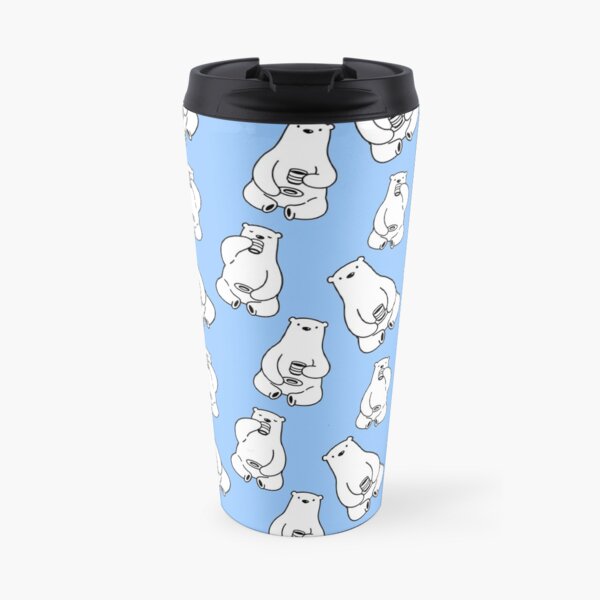Bearly Awake Polar Bear Drinking Coffee Travel Mug