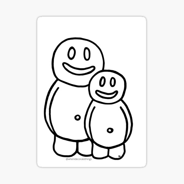 Jelly babies black and white cartoon design big and small jelly baby Sticker