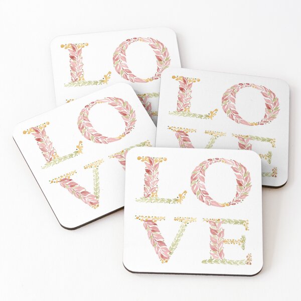 Item preview, Love 3 - rose, green, mustard designed and sold by Rachel Dash-Williams Creative.