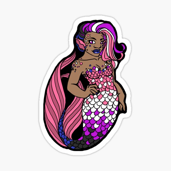 Genderfluid Pride Femme Merfolx Sticker