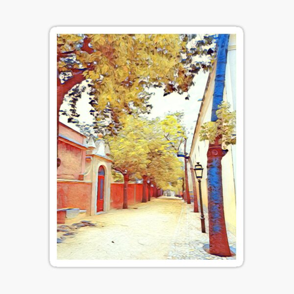 Item preview, Urban path with trees, entrance door of a palace, street lamp and sky. designed and sold by Rui Valverde.
