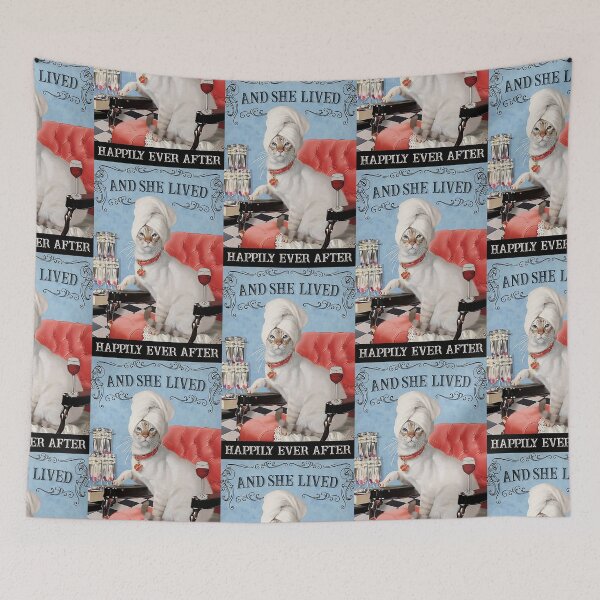 Item preview, She Lived Happily Cat Wine Lover Cat Gift designed and sold by Douglafa.