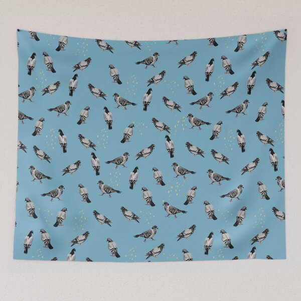 Item preview, Pigeon Pattern On Blue designed and sold by okpinsArtDesign.