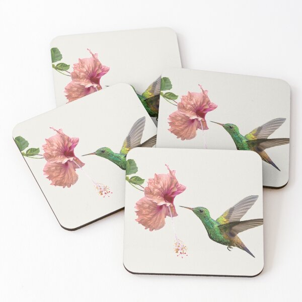 Item preview, Sipping nectar - Copper rump and peach hibiscus designed and sold by Rachel Lee Young - Land of the Hummingbird.