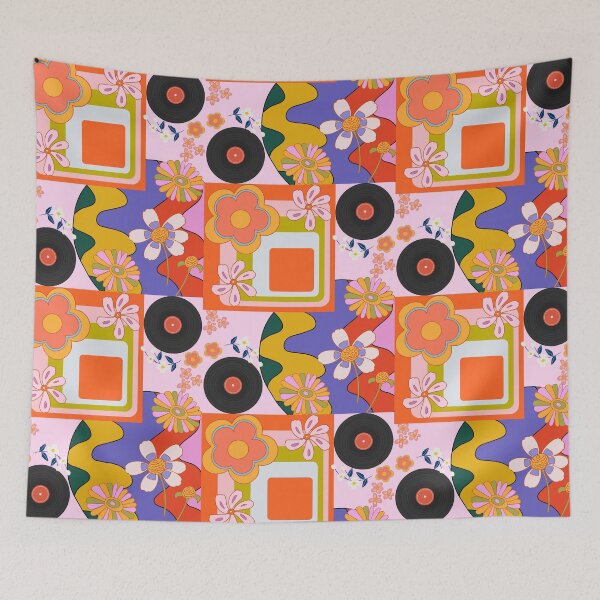 Item preview, Flower Power Groovy Hippy Retro Pattern designed and sold by Saffron-Bumble.